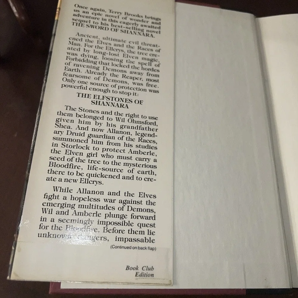 The Elfstones of Shannara by Terry Brooks 1982 Del Rey Book Club Edition HCDJ